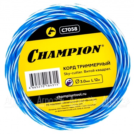 Корд триммерный Champion Sky-cutter 3.0мм, 12м (витой квадрат)  в Севастополе