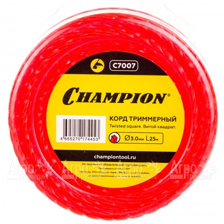 Корд триммерный Champion Twisted Square 3.0мм, 25м (витой квадрат)  в Севастополе