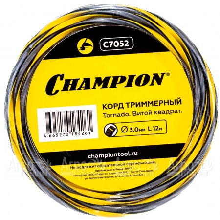 Корд триммерный Champion Tornado 3.0мм, 12м (витой квадрат)  в Севастополе