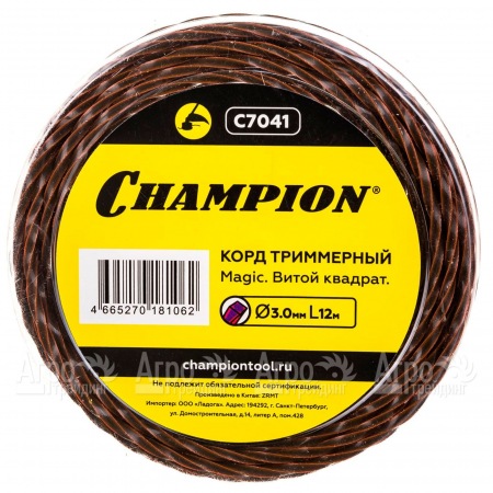 Корд триммерный Champion Magic 3мм, 12м (витой квадрат)  в Севастополе