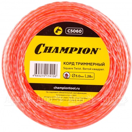 Корд триммерный Champion Square Twist Duo 3.0мм, 28м (витой квадрат)  в Севастополе