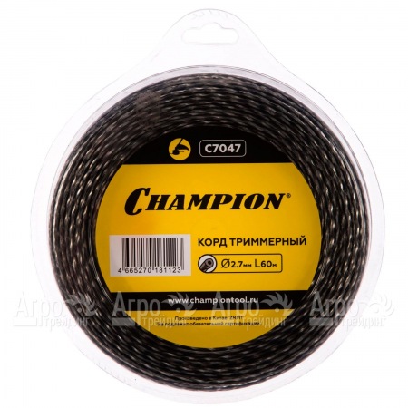 Корд триммерный Champion Tri-twist 2.7мм, 60м (витой треугольник)+нож  в Севастополе